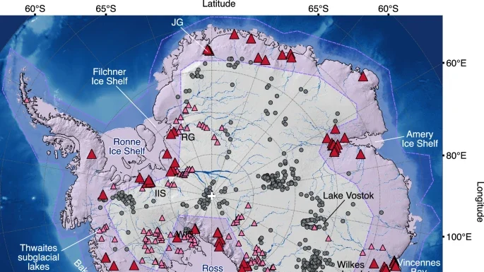 Descobertos 85 Lagos Ativos Sob o Gelo da Antártida, 58 % a Mais
